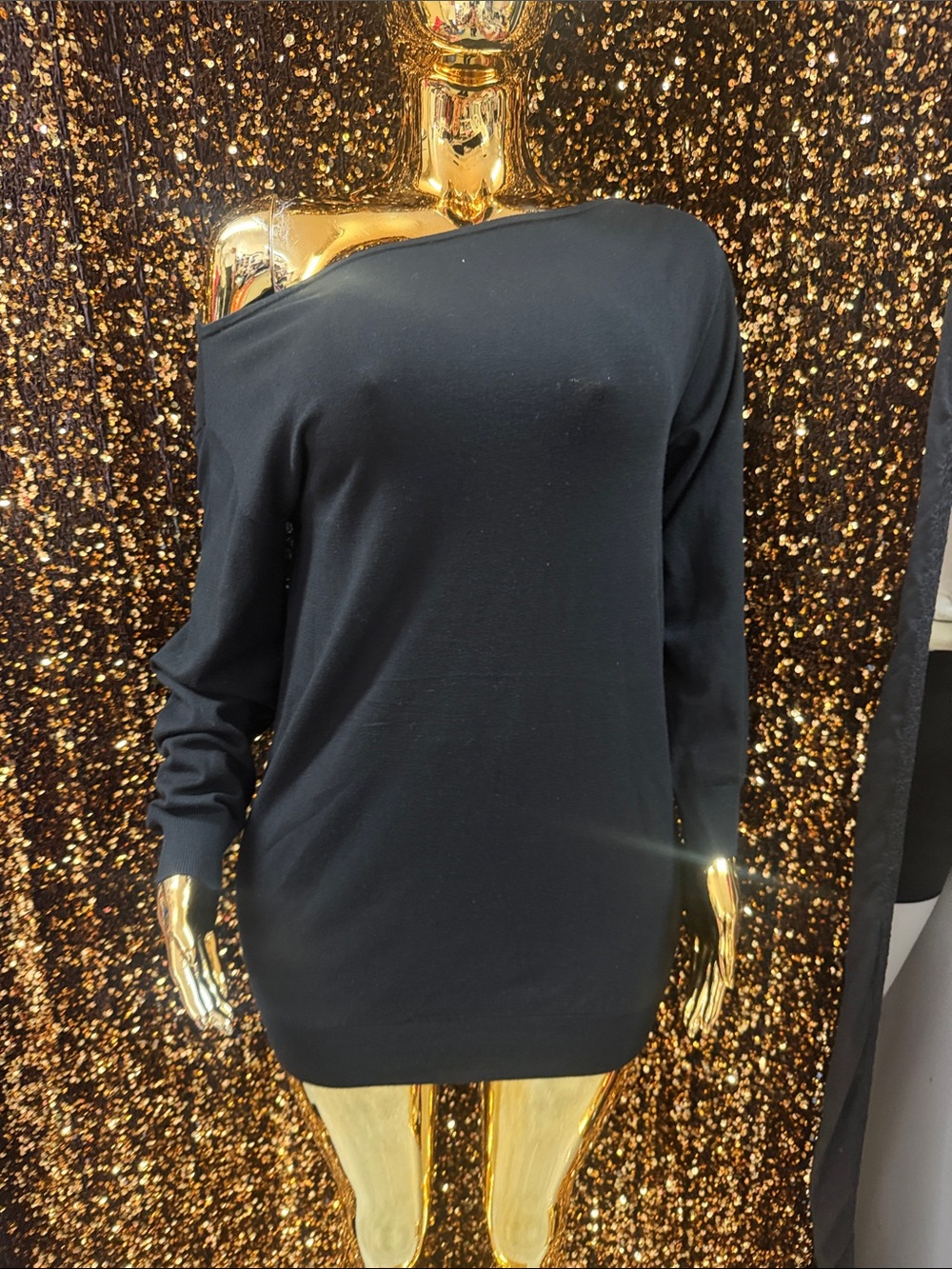Aritzia Black Off-the-Shoulder Knit Sweater